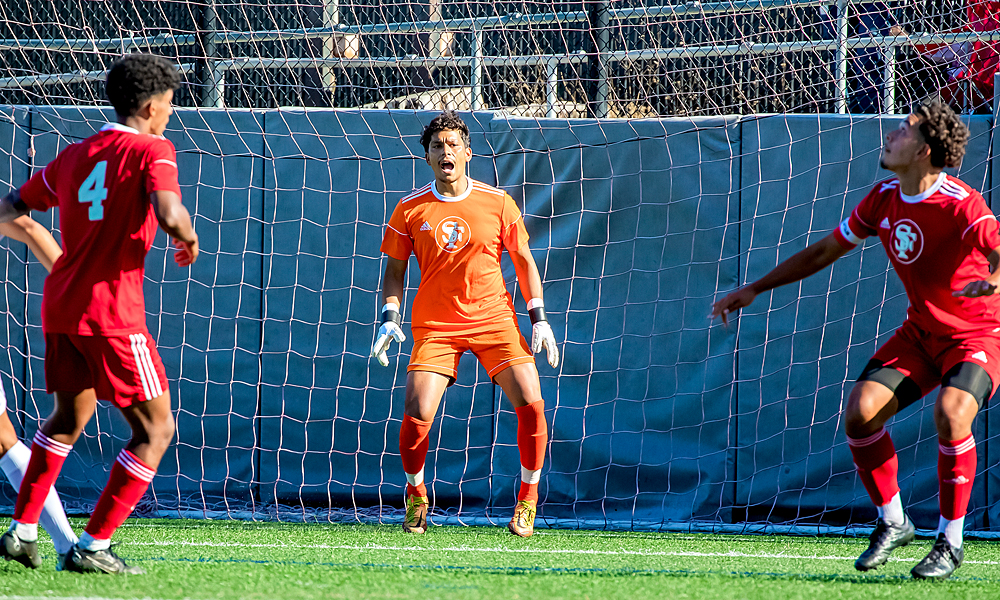 Starting goalkeeper Fernando Escobedo is one of 12 sophomores on the Rams 2022 roster. (Photo by Eric Sun)